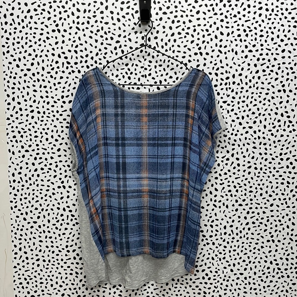Vince Camuto Plaid Front Panel Blouse